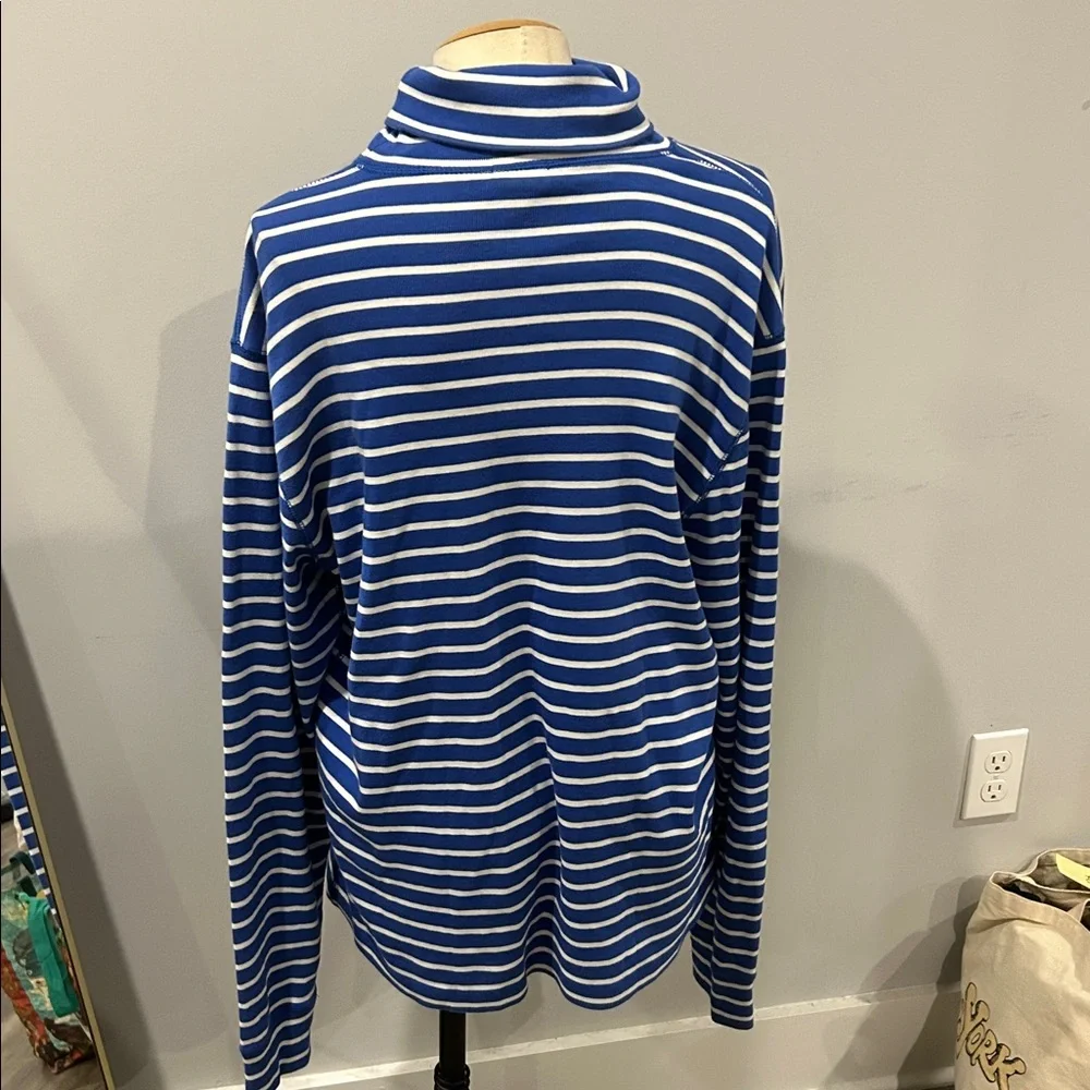 J. Crew Men's Turtleneck Sweater in Blue and‎ White Stripes